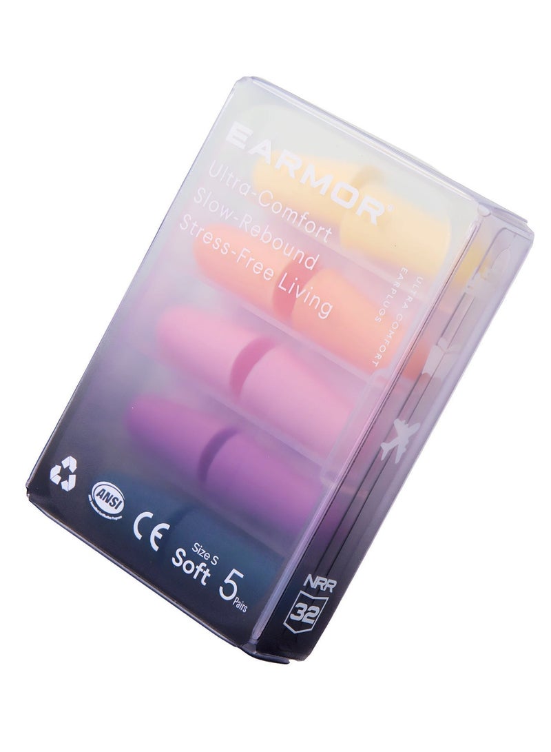 EARMOR E01 Mixed Colors Sleep Earplugs for Sleeping, 5 Pairs, SNR 36 dB, 60s Slow Rebound Memory Foam, Comfortable Ear Protection, Latex and PVC Free, Portable Case for Peaceful Sleep, S M Two Sizes to Choose - Image 4